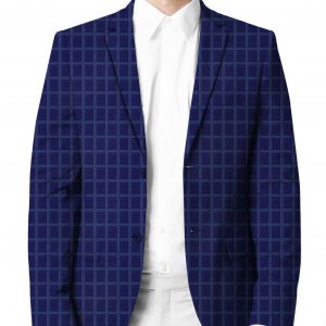 Symmetrical Dark Blue Rectangles pattern Suit - I